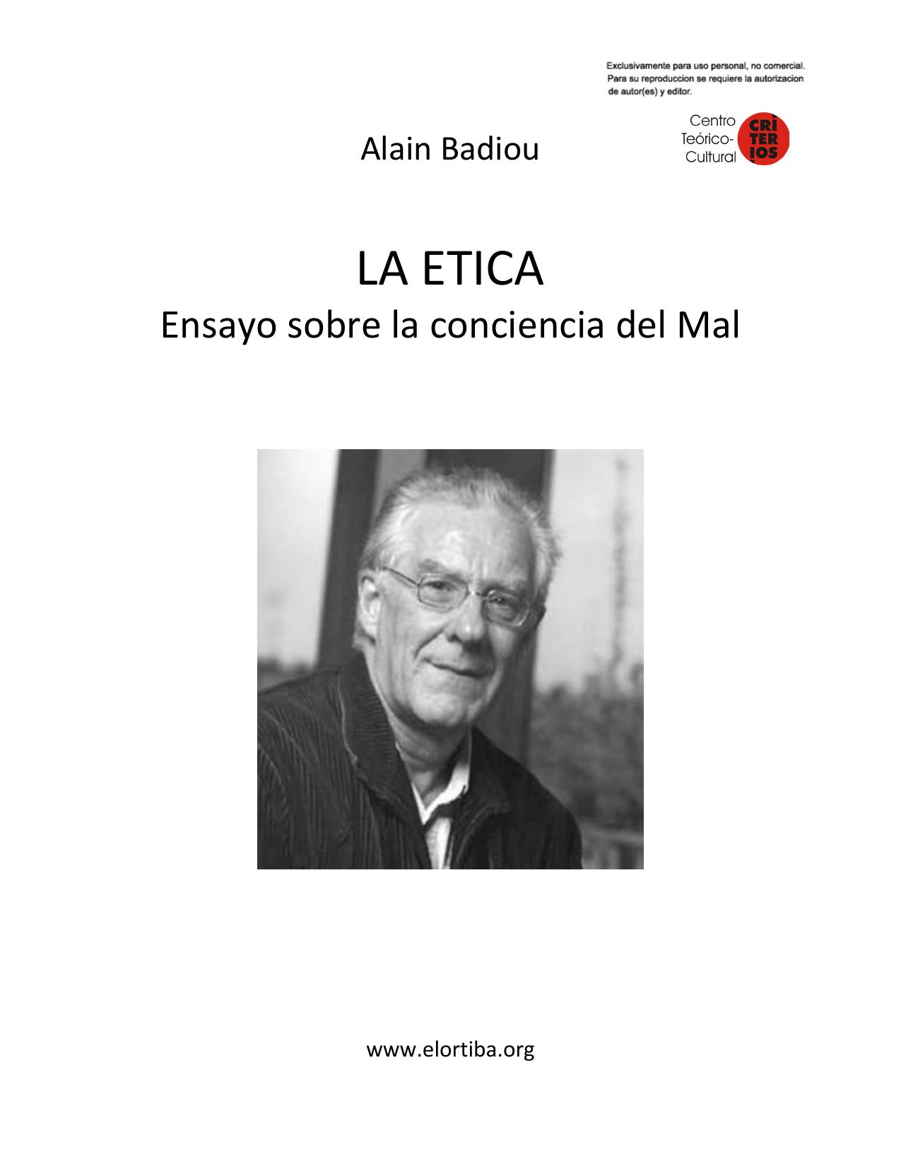 La Etica, ensayo sobre la conciencia del Mal